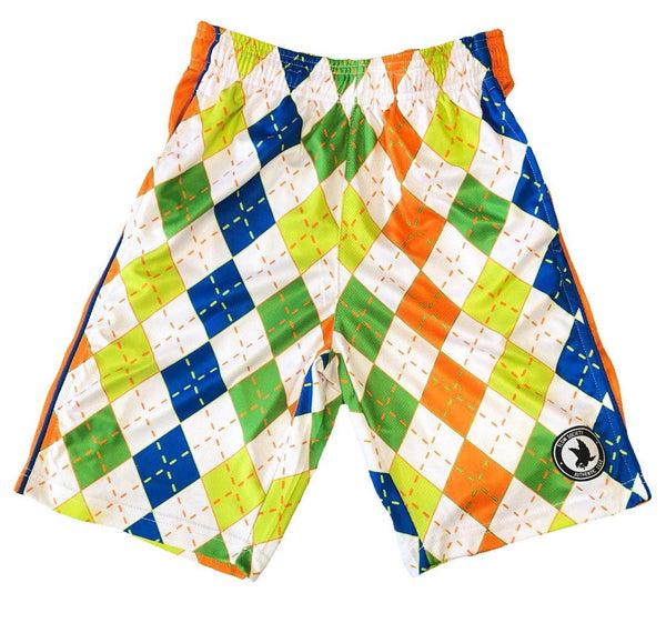 flow society Mens Neon Argyle Shorts Neon Multi