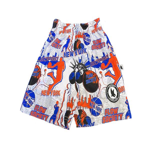 flow society Mens NY Basketball Short White