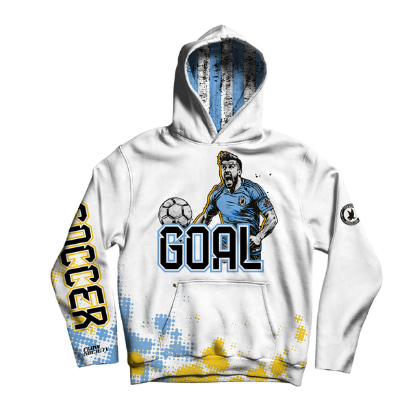 flow society Youth & Adult Messy Soccer Hoodie White
