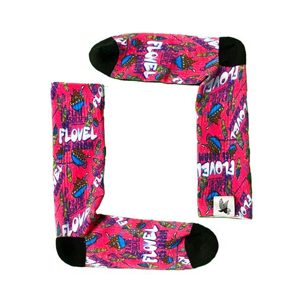 Flow Society Youth Flovel Crew Socks Pink