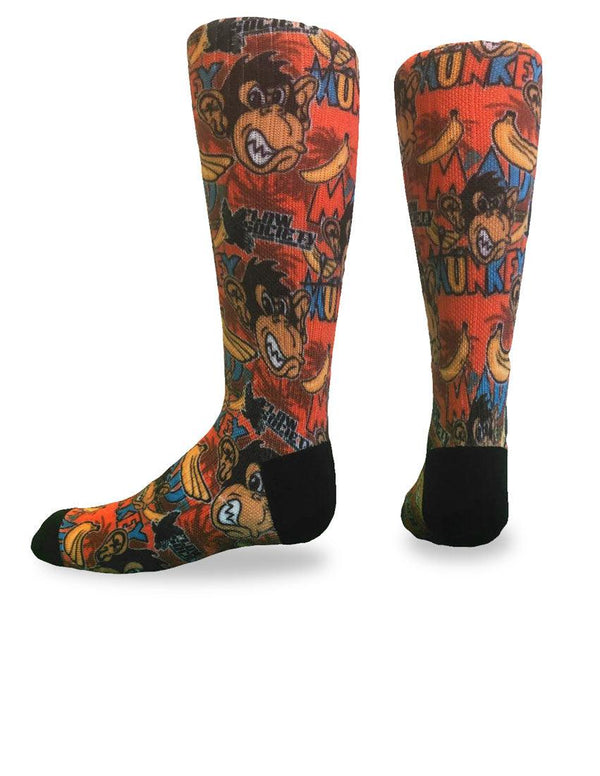 Flow Society Youth Mad Monkey Crew Socks Orange