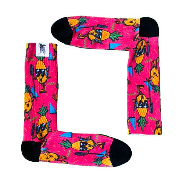flow society Youth Pineapple Lax Crew Socks Pink