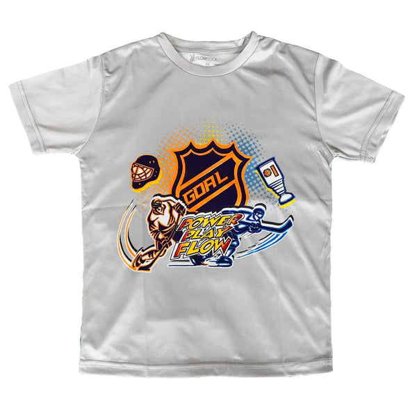 flow society Youth Power Play Goal Tee Shirt White