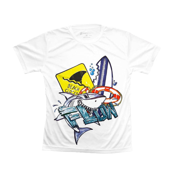 flow society Youth Shark Flow Tee Shirt White