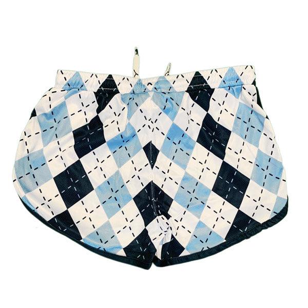 Flow Society Girls & Womens Blue & White Argyle Attack Short Blue & White