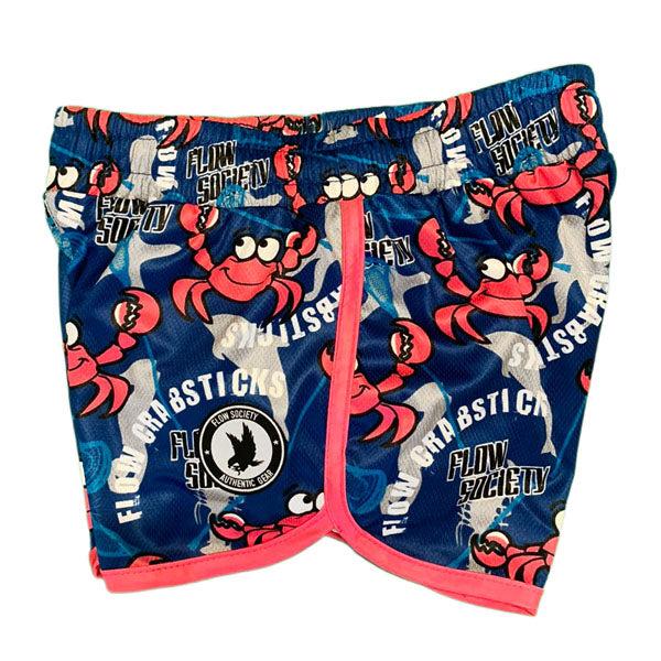Flow Society Girls & Womens Crabstick Attack Shorts Blue
