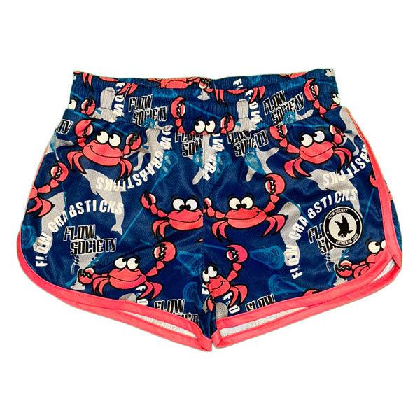 Flow Society Girls & Womens Crabstick Attack Shorts Blue