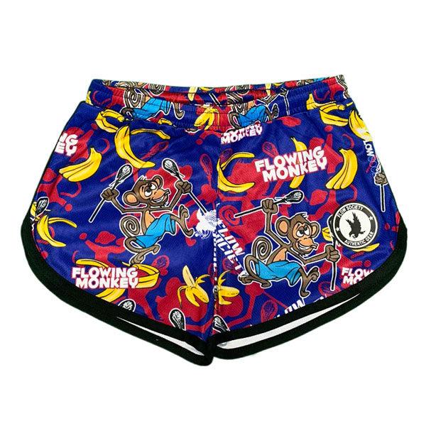 Flow Society Girls & Womens Flowing Monkey Attack Shorts Blue