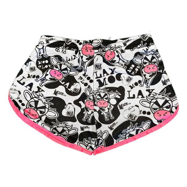 Flow Society Girls & Womens Moo Lax Short Black White & Pink
