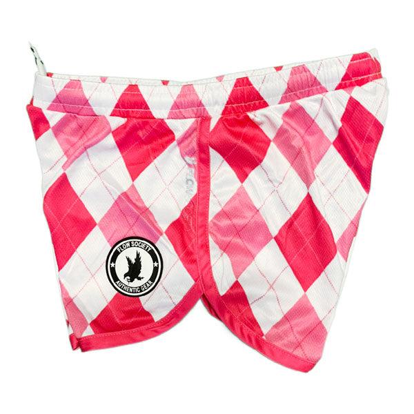 Flow Society Girls & Womens New Argyle Pink Attack Short Pink & White