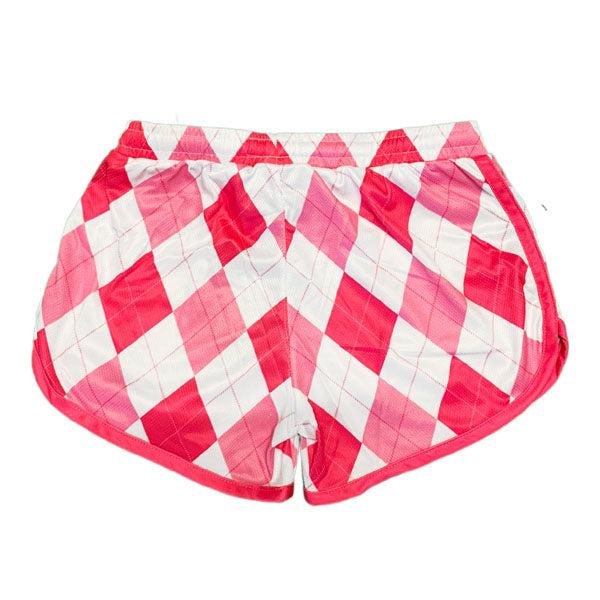 Flow Society Girls & Womens New Argyle Pink Attack Short Pink & White
