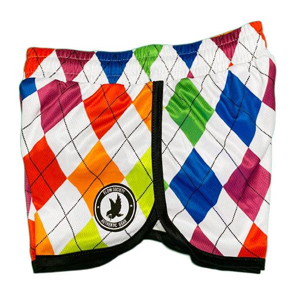Flow Society Girls & Womens New Neon Argyle Short Neon Multi