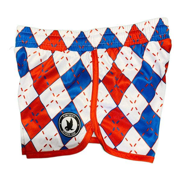 Flow Society Girls & Womens Red White & Blue Argyle Attack Short Red/White/Blue