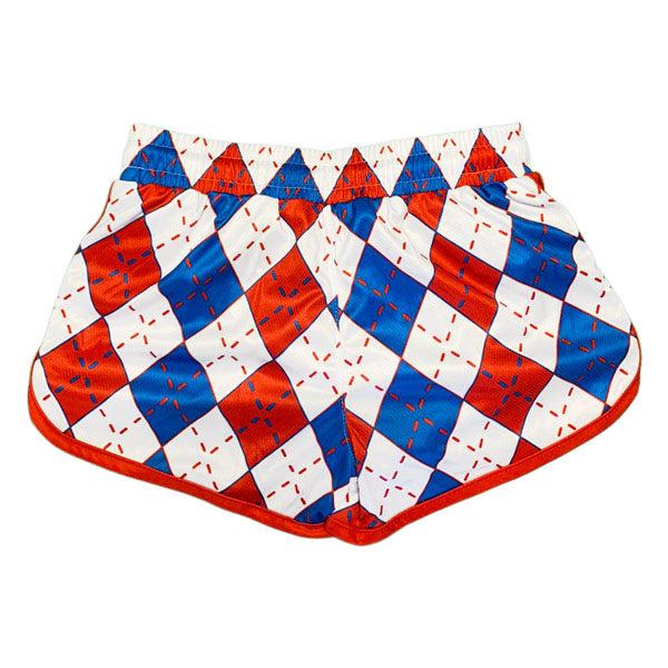 Flow Society Girls & Womens Red White & Blue Argyle Attack Short Red/White/Blue