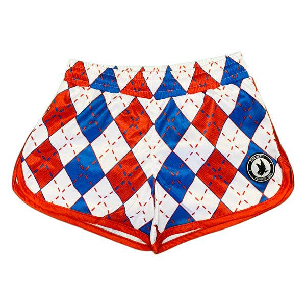 flow society Girls & Womens Red White & Blue Argyle Attack Short Red/White/Blue