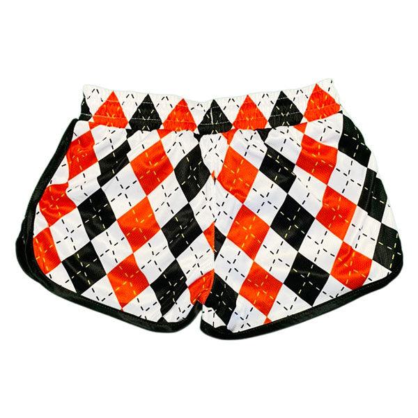 Flow Society Girls & Womens White Black & Red Argyle Attack Short White Black & Red