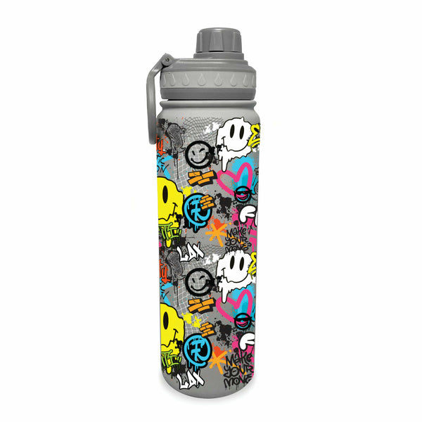 flow society Graffiti Lacrosse 24oz Stainless Steel Water Bottle Grey