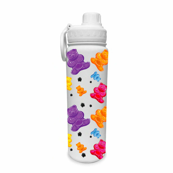 flow society Grizzly Gummy 24oz Stainless Steel Water Bottle Grey