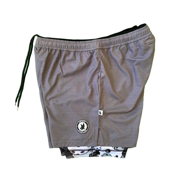 Flow Society Men's 2-1 Compression Solid Charcoal Motley 7" Short Charcoal
