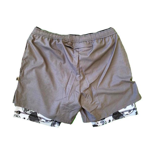 Flow Society Men's 2-1 Compression Solid Charcoal Motley 7" Short Charcoal