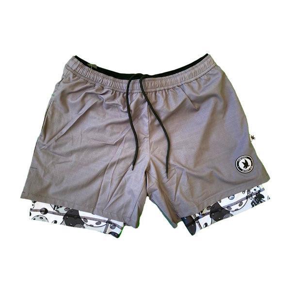Flow Society Men's 2-1 Compression Solid Charcoal Motley 7" Short Charcoal