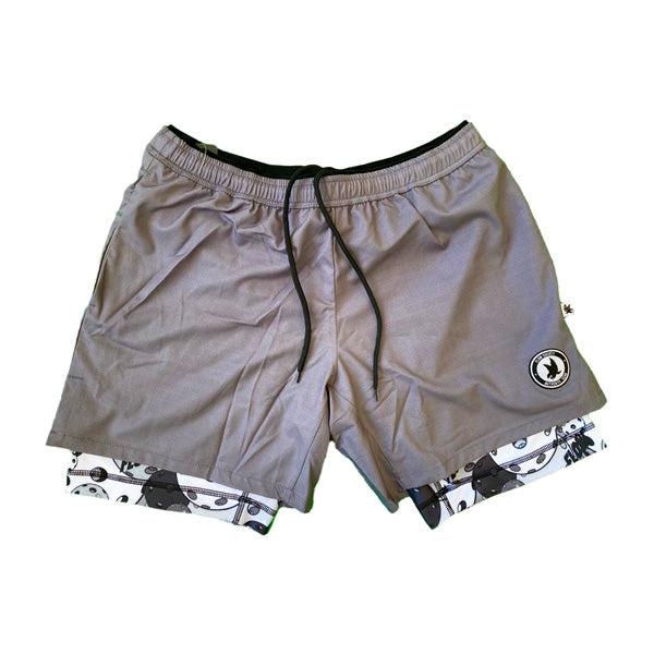 Flow Society Men's 2-1 Compression Solid Charcoal Motley 7" Short Charcoal