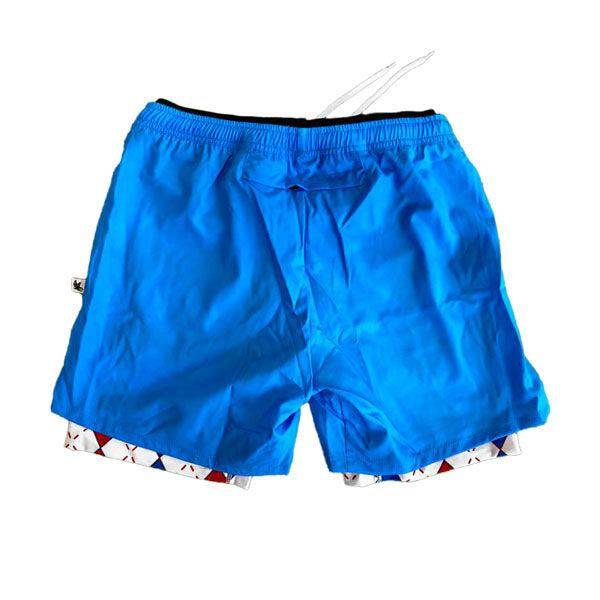 Flow Society Mens 2-1 Compression Blue/Argyle Pickleball 7" Shorts Blue/Argyle
