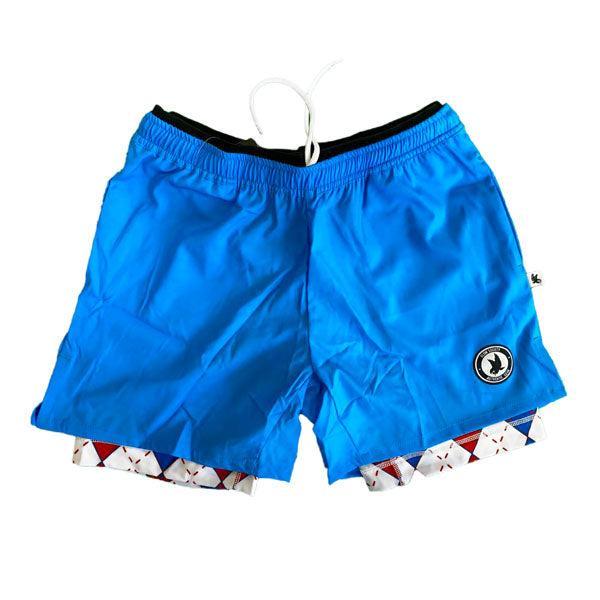 Flow Society Mens 2-1 Compression Blue/Argyle Pickleball 7" Shorts Blue/Argyle