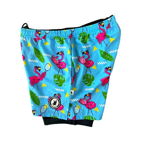 Flow Society Mens 2-1 Compression Blue Flamingo/Navy Liner Tennis 7" Short Blue Flamingo/Navy Liner