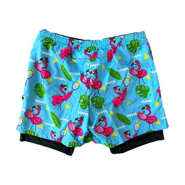 Flow Society Mens 2-1 Compression Blue Flamingo/Navy Liner Tennis 7" Short Blue Flamingo/Navy Liner