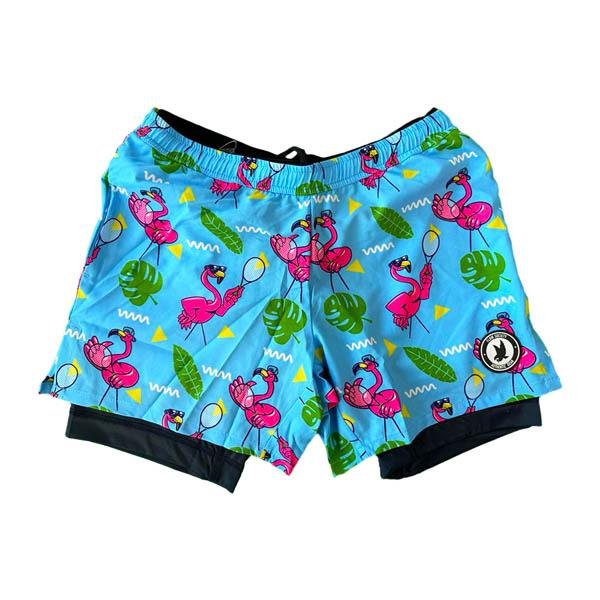 Flow Society Mens 2-1 Compression Blue Flamingo/Navy Liner Tennis 7" Short Blue Flamingo/Navy Liner