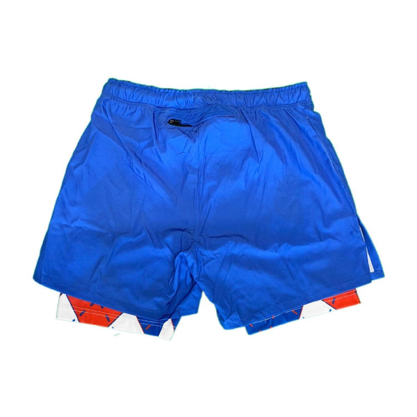 Flow Society Mens 2-1 Compression Logo Pickleball 7" Blue Short Blue/Argyle