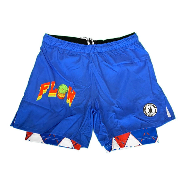 Flow Society Mens 2-1 Compression Logo Pickleball 7" Blue Short Blue/Argyle