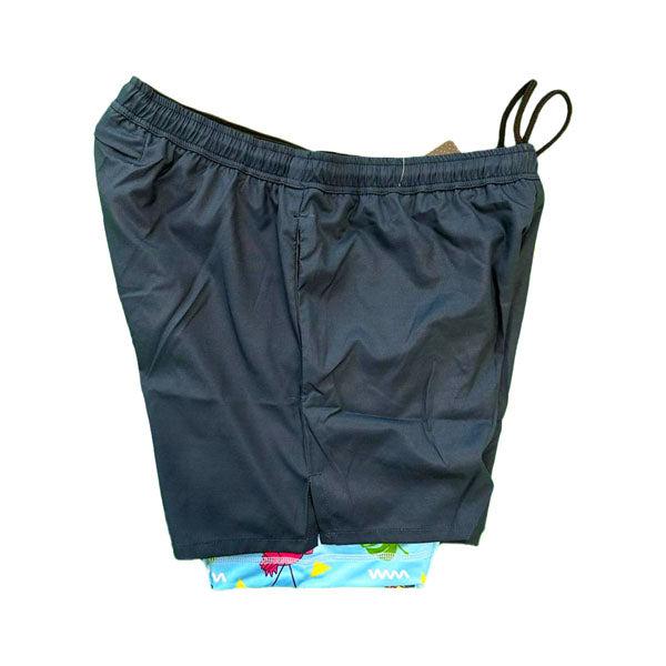 Flow Society Mens 2-1 Compression Navy/flamingo Liner 7" Short Navy/Flamingo Liner