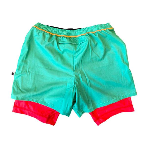 Flow Society Mens 2-1 Compression Retro Paddle 7" Shorts Multi