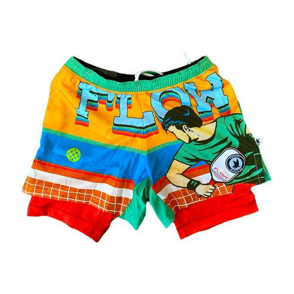 Flow Society Mens 2-1 Compression Retro Paddle 7" Shorts Multi