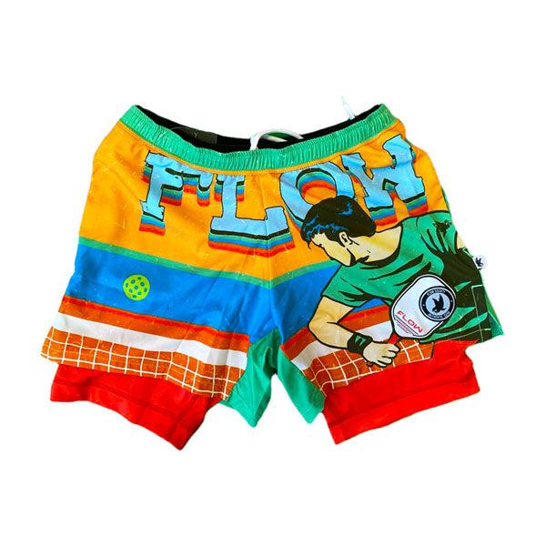 Flow Society Mens 2-1 Compression Retro Paddle 7" Shorts Multi