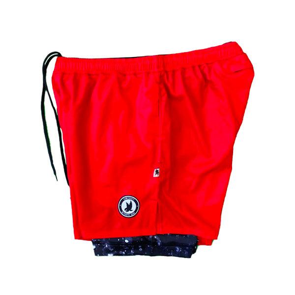 Flow Society Mens 2-1 Compression Solid Red Rainmaker 7" Shorts Red