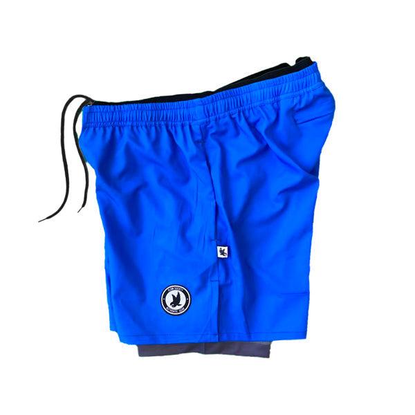 Flow Society Mens 2-1 Royal & Charcoal Compression Solid 7" Short Royal/Charcoal