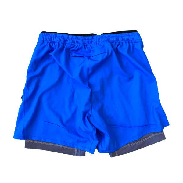 Flow Society Mens 2-1 Royal & Charcoal Compression Solid 7" Short Royal/Charcoal
