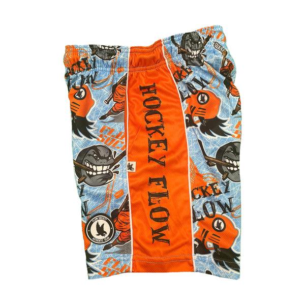 Flow Society Mens Angry Hockey Puck Attack Short Blue
