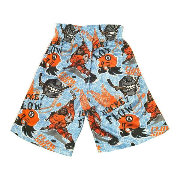 Flow Society Mens Angry Hockey Puck Attack Short Blue