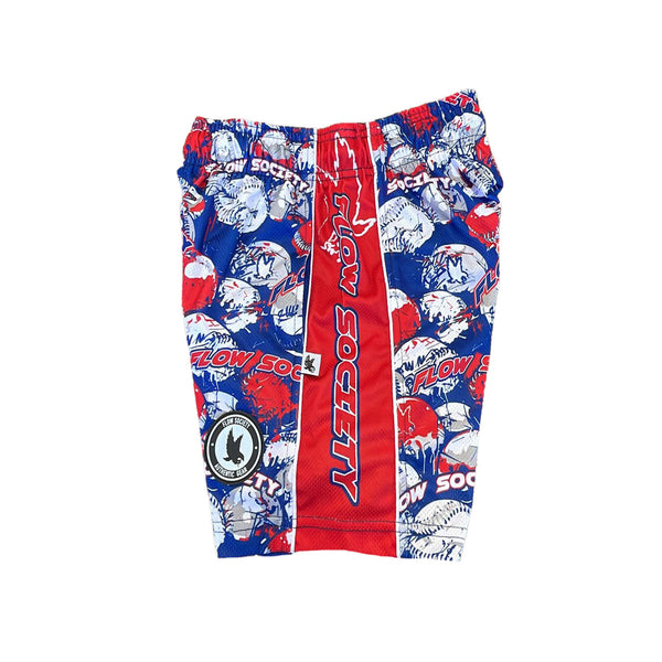 Flow Society Mens Baseball Splatter Short Red White & Blue