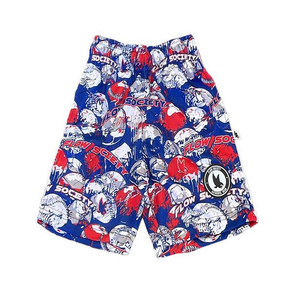 flow society Mens Baseball Splatter Short Red White & Blue