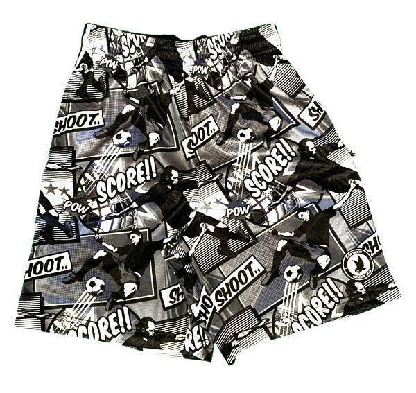 flow society Mens Black and Silver Comic Soccer Attack Short Black/Silver