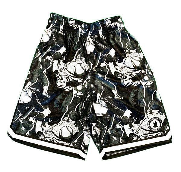 flow society Mens Black & Silver Swing Batter Short Black/Silver