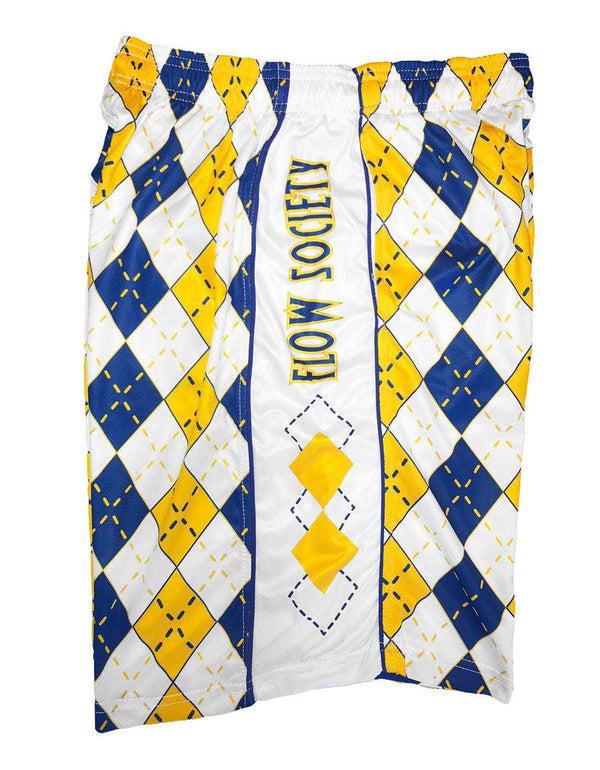 Flow Society Mens Blue & Gold Argyle Shorts Blue/Gold