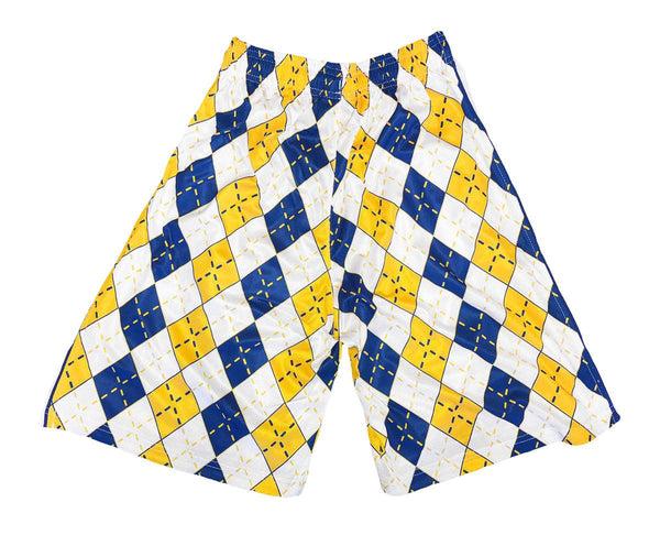 Flow Society Mens Blue & Gold Argyle Shorts Blue/Gold