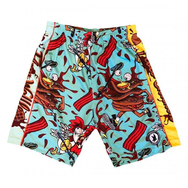 Flow Society Mens Chicken & Waffles Attack Short Blue
