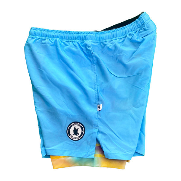 Flow Society Mens Gradient Sky 2-1 7" Compression Short Sky/Gradient Liner